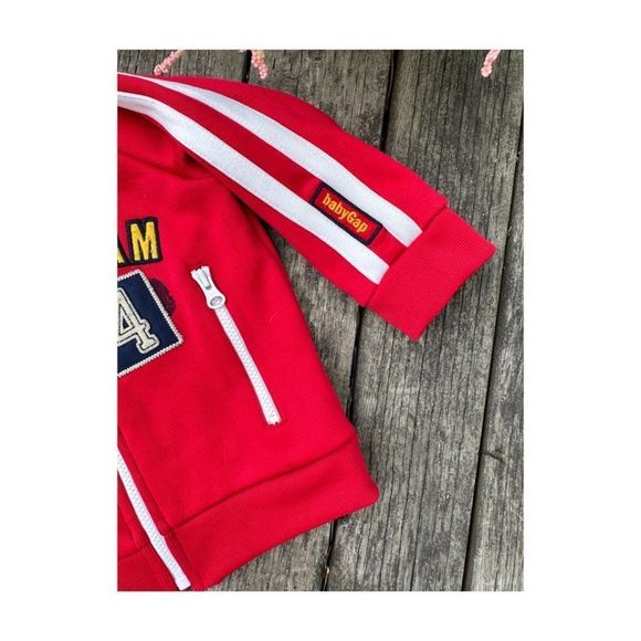 Baby Gap Track Jacket Spring Fall Red w/ White Stripes Sz 6-12M - Picture 3 of 4